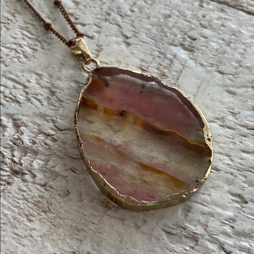 NWOT Unique Glass Pendant Copper Necklace